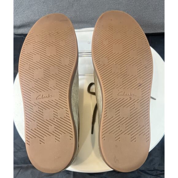 Clarks Low Top Suede Leather Sneakers Shoes Tan Men Size 10.5 Comfort Casual - Picture 13 of 15